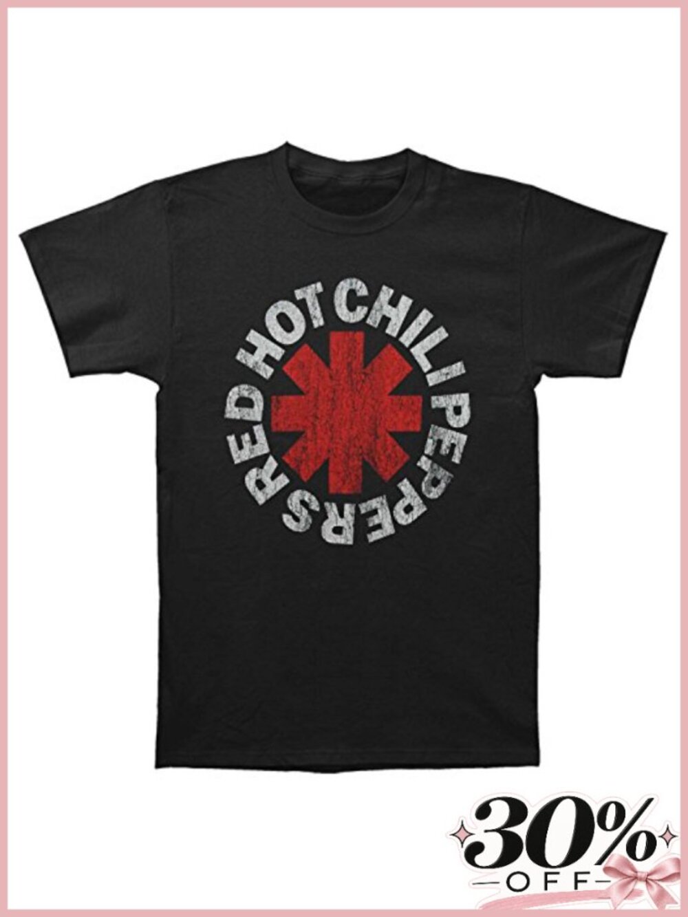 Officially Licensed Red Hot Chili Peppers Distressed Asterisk Tee